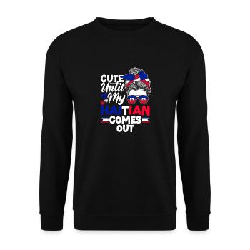 Haïti Haïti Haïti Drapeau Mignon Jusqu’à Mon Haïtien - Sweat-shirt Unisexe - noir - Devant - Alina (178cm) & Michal (187cm)