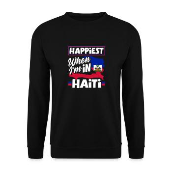 Haïti Haïti Haïti drapeau le plus heureux quand je suis en Haïti - Sweat-shirt Unisexe - noir - Devant - Alina (178cm) & Michal (187cm)