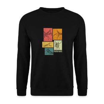Insect Bug Collector Praying Mantis Silhouettes - Unisex Pullover - Schwarz - Vorne - Alina (178cm) & Michal (187cm)