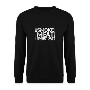 Smoke Meat Every Day Funny Grill BBQ - Unisex Sweatshirt - black - Front - Alina (178cm) & Michal (187cm)