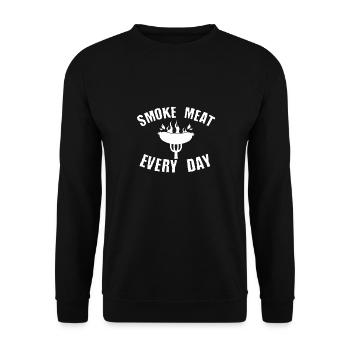 Smoke Meat Every Day Funny Grill BBQ - Unisex Sweatshirt - black - Front - Alina (178cm) & Michal (187cm)