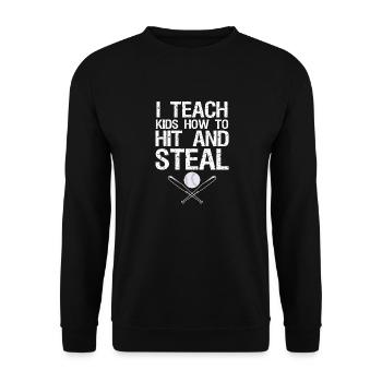 I teach children how to make funny people - Unisex Sweatshirt - black - Front - Alina (178cm) & Michal (187cm)