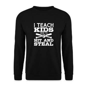 I teach children how to make funny people - Unisex Sweatshirt - black - Front - Alina (178cm) & Michal (187cm)