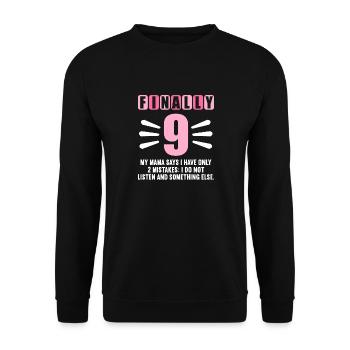 Finally 4 mom says have only 2 mistakes 4th birthday - Unisex Sweatshirt - black - Front - Alina (178cm) & Michal (187cm)