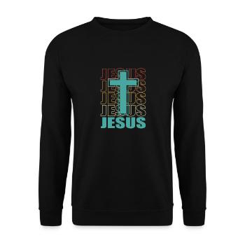 Jesus Christus Geschenkidee Christlich - Unisex Pullover - Schwarz - Vorne - Alina (178cm) & Michal (187cm)