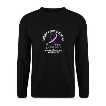 Craniosynostosis Awareness Purple Ribbon Support - Unisex Sweatshirt - black - Front - Alina (178cm) & Michal (187cm)