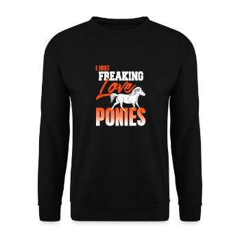 I Just Freaking Love Ponies Awesome T-Shirt - Unisex Sweatshirt - black - Front - Alina (178cm) & Michal (187cm)