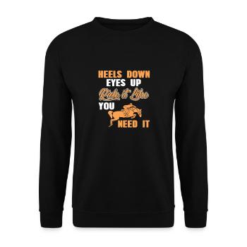 Heels Down Eyes Up Ride It Like You Need It - Unisex Sweatshirt - black - Front - Alina (178cm) & Michal (187cm)