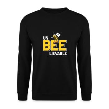 Un-BEE-lievable Awesome Funny Bee Lover Design - Unisex Pullover - Schwarz - Vorne - Alina (178cm) & Michal (187cm)