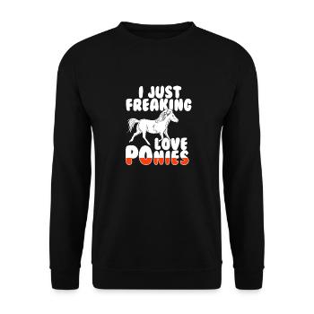 I Just Freaking Love PONIES Cool Cute Designs - Unisex Pullover - Schwarz - Vorne - Alina (178cm) & Michal (187cm)