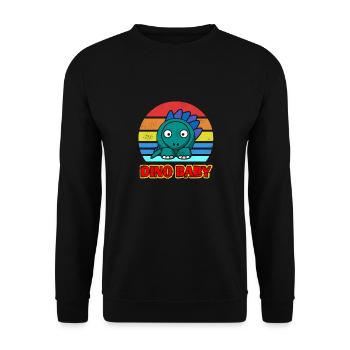 Retro Vintage DINO Baby Cute Cool Dino Designs - Unisex Sweatshirt - black - Front - Alina (178cm) & Michal (187cm)