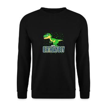 Cool T-Rex Designs Birthday Boy T-Shirt Present - Unisex Pullover - Schwarz - Vorne - Alina (178cm) & Michal (187cm)
