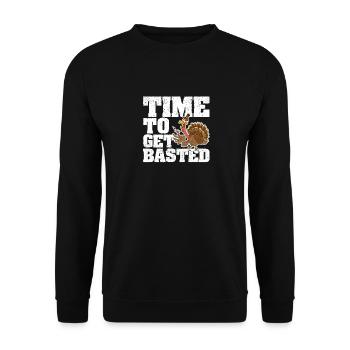 Funny Wine Thanksgiving Turkey Joke Time - Unisex Sweatshirt - black - Front - Alina (178cm) & Michal (187cm)