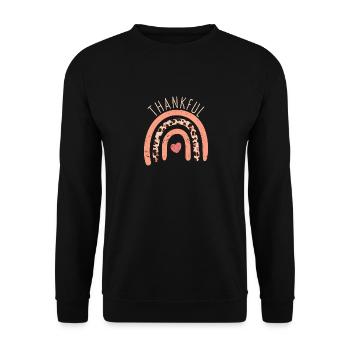 Grateful Rainbow Heart Thanksgiving Dinner - Unisex Sweatshirt - black - Front - Alina (178cm) & Michal (187cm)