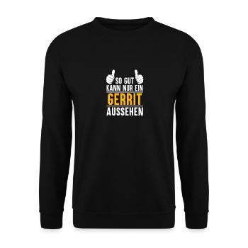 Gerrit Vorname Name Geschenk - Unisex Pullover - Schwarz - Vorne - Alina (178cm) & Michal (187cm)