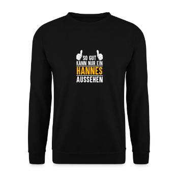 Hannes Vorname Name Geschenk - Unisex Pullover - Schwarz - Vorne - Alina (178cm) & Michal (187cm)