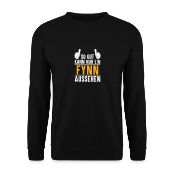 Fynn Vorname Name Geschenk - Unisex Pullover - Schwarz - Vorne - Alina (178cm) & Michal (187cm)