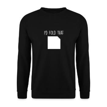 Je plierais ça - Pliage amusant en papier Origami - Sweat-shirt Unisexe - noir - Devant - Alina (178cm) & Michal (187cm)