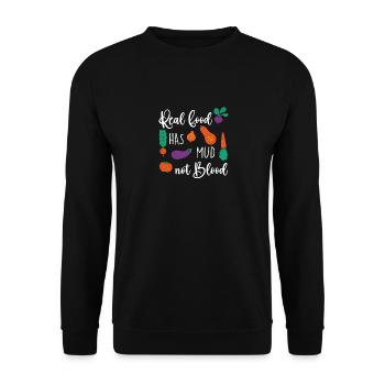 Real Food Has Mud Not Blood, Funny Vegetarian - Unisex Sweatshirt - black - Front - Alina (178cm) & Michal (187cm)