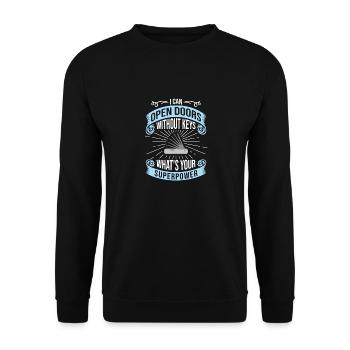 I can open doors without keys, locksmith - Unisex Sweatshirt - black - Front - Alina (178cm) & Michal (187cm)