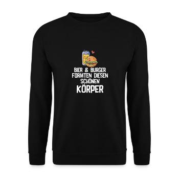 Bier Formte diesen schönen Körper Bierliebhaber - Unisex Pullover - Schwarz - Vorne - Alina (178cm) & Michal (187cm)
