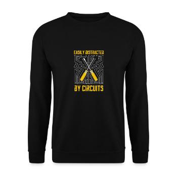 Distrait par les circuits Électricien Ingénieur en - Sweat-shirt Unisexe - noir - Devant - Alina (178cm) & Michal (187cm)
