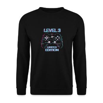 Birthday Level 3 Gaming Limited Edition Gift - Unisex Sweatshirt - black - Front - Alina (178cm) & Michal (187cm)