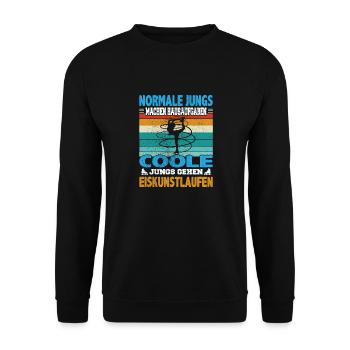 Normale Jungs Hausaufgaben coole Eiskunstlauf - Unisex Pullover - Schwarz - Vorne - Alina (178cm) & Michal (187cm)