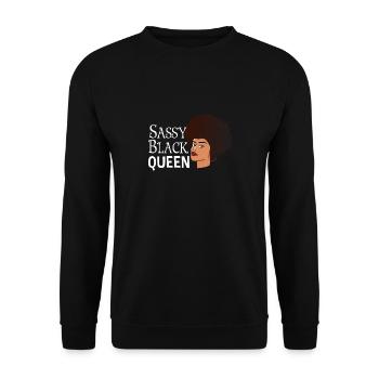 Sassy Black Queen Stolze Afroamerikanische Frauen - Unisex Pullover - Schwarz - Vorne - Alina (178cm) & Michal (187cm)