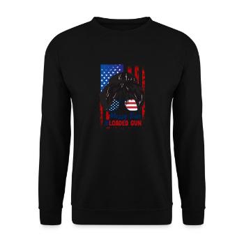 Messy Bun And Loaded Patriotic - Unisex Sweatshirt - black - Front - Alina (178cm) & Michal (187cm)
