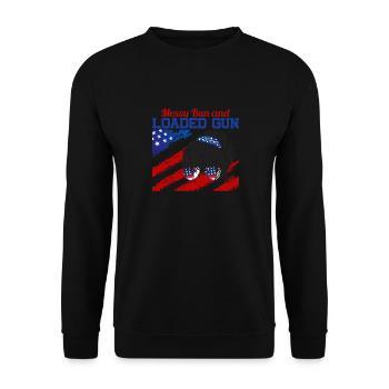 Messy Bun And Loaded Patriotic - Unisex Sweatshirt - black - Front - Alina (178cm) & Michal (187cm)