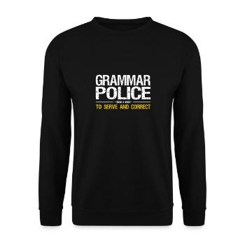 Grammar Police, To Funny Teacher Costume To - Unisex Sweatshirt - black - Front - Alina (178cm) & Michal (187cm)