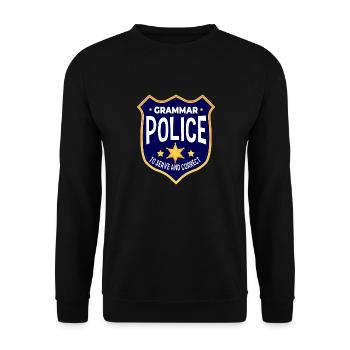 Grammar Police, To Funny Teacher Costume To - Unisex Sweatshirt - black - Front - Alina (178cm) & Michal (187cm)