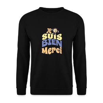 Je suis bien merci - Sweat-shirt Unisexe - noir - Devant - Alina (178cm) & Michal (187cm)