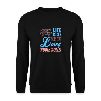 La vie bascule lorsque votre salon roule rétro - Sweat-shirt Unisexe - noir - Devant - Alina (178cm) & Michal (187cm)