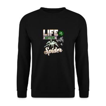 Life Is Better With A Spider Cool Awesome Present - Unisex Sweatshirt - black - Front - Alina (178cm) & Michal (187cm)