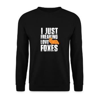 I Just Freaking Love Foxes Cool Vintage T-Shirt - Unisex Sweatshirt - black - Front - Alina (178cm) & Michal (187cm)