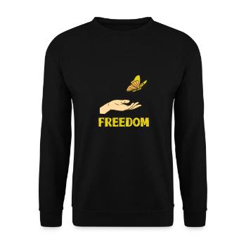 FREEDOM Vintage Awesome Butterfly Designs Present - Unisex Pullover - Schwarz - Vorne - Alina (178cm) & Michal (187cm)