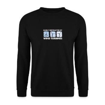 Easily Distracted By Wind Turbines Lustige Windrad - Unisex Pullover - Schwarz - Vorne - Alina (178cm) & Michal (187cm)