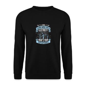 I Can Turn Wind Into Electricity Windrad Techniker - Unisex Pullover - Schwarz - Vorne - Alina (178cm) & Michal (187cm)