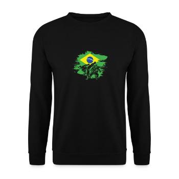 Capoeira Teacher, Brasilianische Flagge Capoeira - Unisex Pullover - Schwarz - Vorne - Alina (178cm) & Michal (187cm)