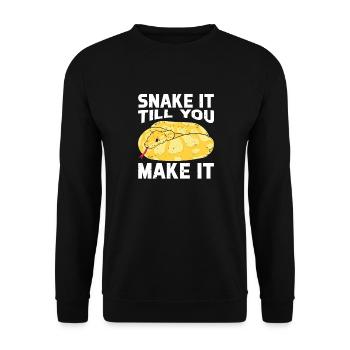 Banana Ball Python Snake It Till You Make It - Unisex Pullover - Schwarz - Vorne - Alina (178cm) & Michal (187cm)