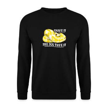 Banana Ball Python Snake It Till You Make It - Unisex Sweatshirt - black - Front - Alina (178cm) & Michal (187cm)