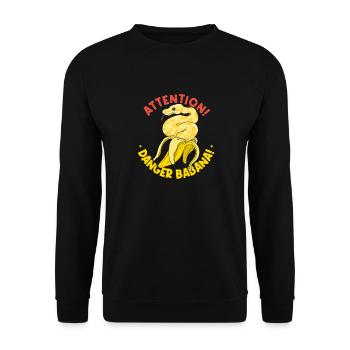 Banana Ball Python Attention Dangerous Banana - Unisex Sweatshirt - black - Front - Alina (178cm) & Michal (187cm)