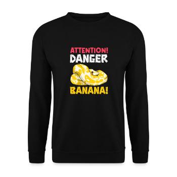 Banana Ball Python Achtung Gefährliche Banane - Unisex Pullover - Schwarz - Vorne - Alina (178cm) & Michal (187cm)
