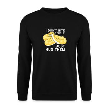 Banana Ball Python Ich Beiße Nicht Ich Umarme Nur - Unisex Pullover - Schwarz - Vorne - Alina (178cm) & Michal (187cm)