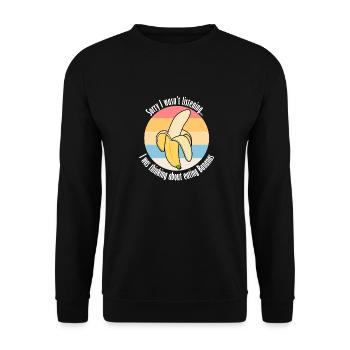 Denken Sie an Bananen Süße exotische Früchte - Unisex Pullover - Schwarz - Vorne - Alina (178cm) & Michal (187cm)