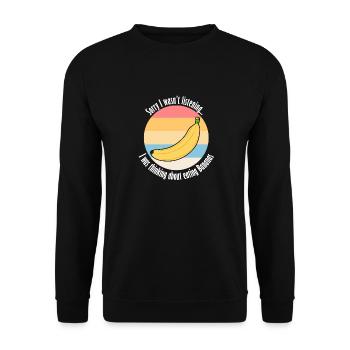 Eating Bananas Ironic Saying Delicious Fruits - Unisex Sweatshirt - black - Front - Alina (178cm) & Michal (187cm)