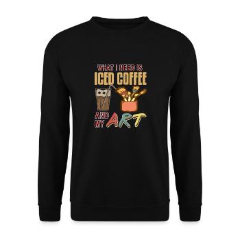 What I Need Is Iced Coffee & My Art Awesome - Unisex Sweatshirt - black - Front - Alina (178cm) & Michal (187cm)