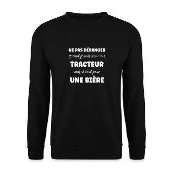 Ne pas déranger tracteur sauf pour une bière - Sweat-shirt Unisexe - noir - Devant - Alina (178cm) & Michal (187cm)